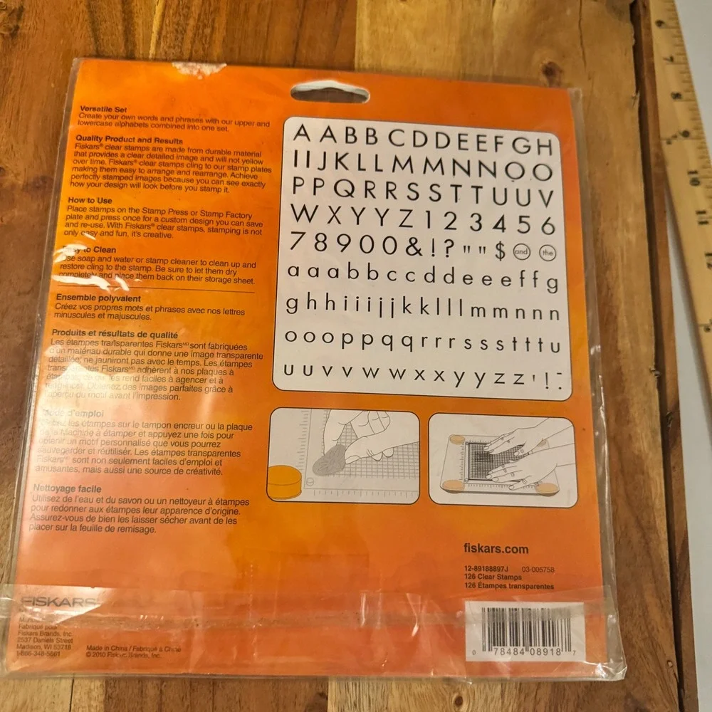 Fiskars Clear Stamps Basic Font 126pc Set Alphabet Numbers Symbols Clear